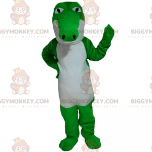 Neon Green and White Crocodile BIGGYMONKEY™ Mascot Costume –