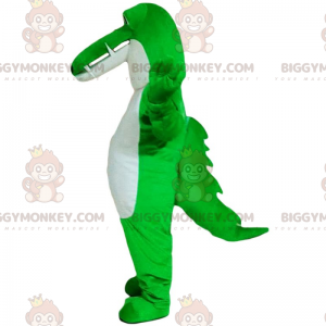 Neongroene en witte krokodil BIGGYMONKEY™ mascottekostuum -