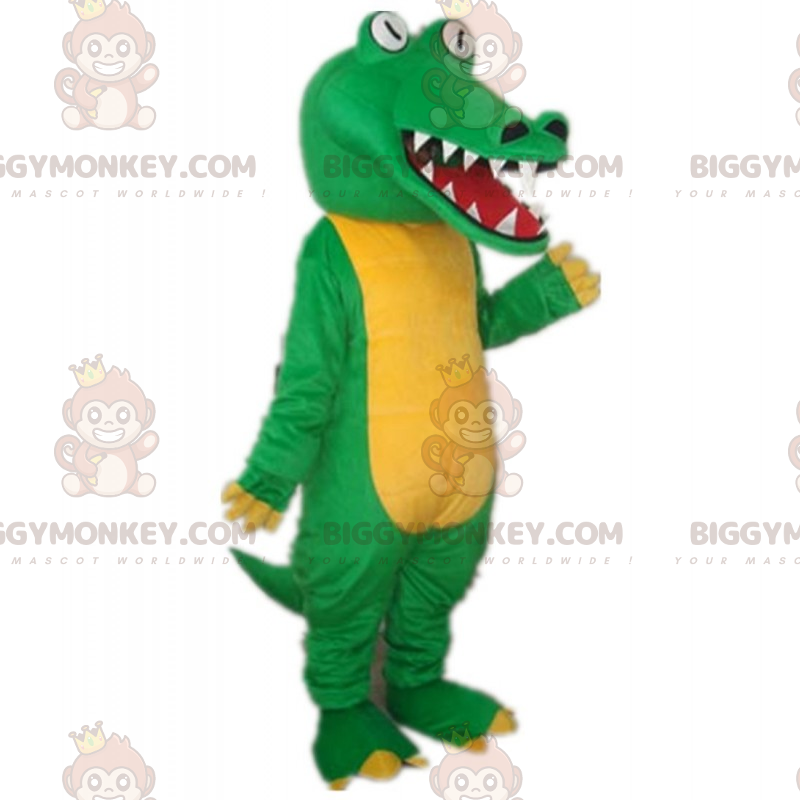 Costume da mascotte BIGGYMONKEY™ coccodrillo verde e pancia