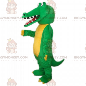 Disfraz de mascota BIGGYMONKEY™ de cocodrilo verde y panza