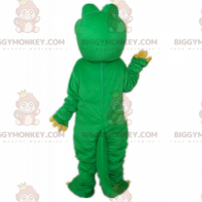 Traje de mascote BIGGYMONKEY™ de crocodilo verde e barriga