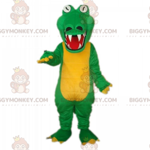 Costume da mascotte BIGGYMONKEY™ coccodrillo verde e pancia