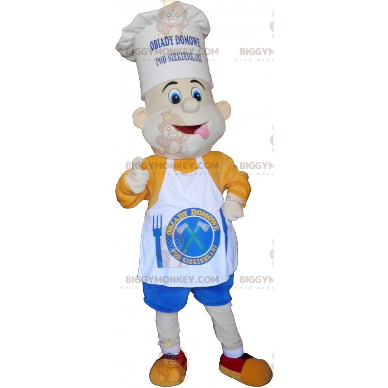 Traje de mascote Chef BIGGYMONKEY™ com chapéu e avental fofos –