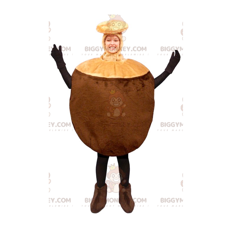 Costume de mascotte BIGGYMONKEY™ de noix de coco marron géante