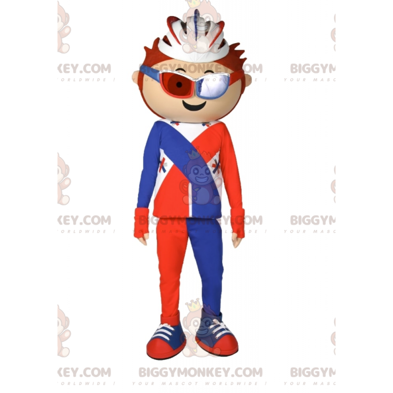 Costume da mascotte da ciclista BIGGYMONKEY™ con casco -