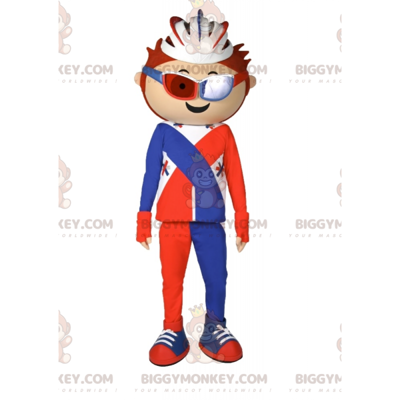 Disfraz de ciclista BIGGYMONKEY™ para mascota con casco -