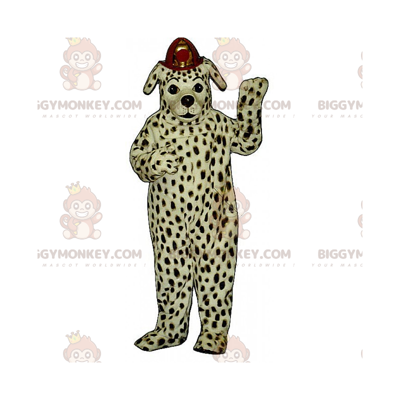 Dalmatiër BIGGYMONKEY™ mascottekostuum met brandweerhelm -