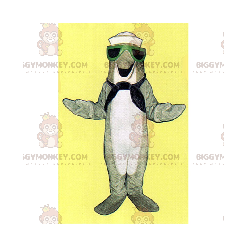 Costume de mascotte BIGGYMONKEY™ de dauphin gris en tenue de