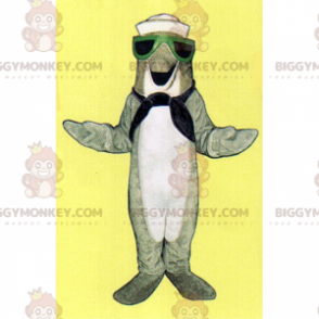 BIGGYMONKEY™ Mascot Costume Gray Dolphin In Sailor Outfit –