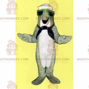 Costume de mascotte BIGGYMONKEY™ de dauphin gris en tenue de