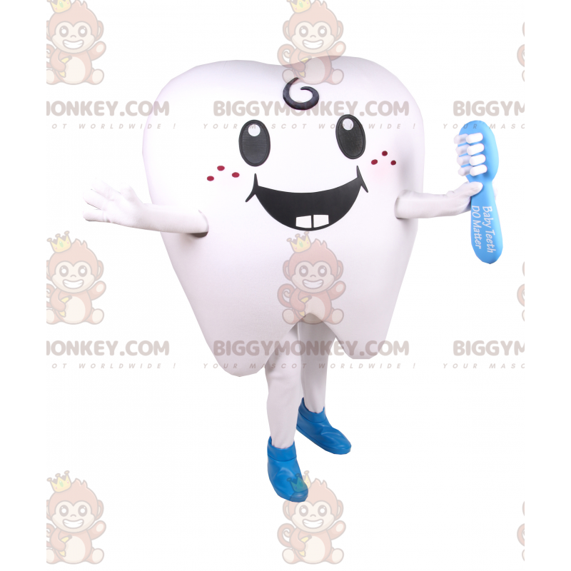 Traje de mascote BIGGYMONKEY™ de dente sorridente –