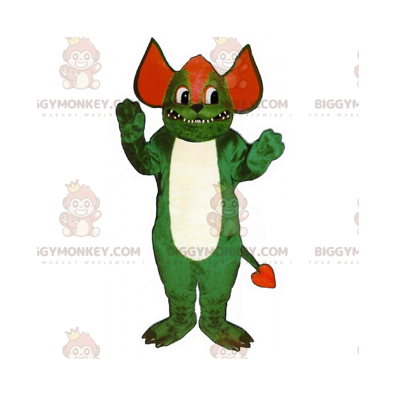Grün-roter Kobold BIGGYMONKEY™ Maskottchen-Kostüm -