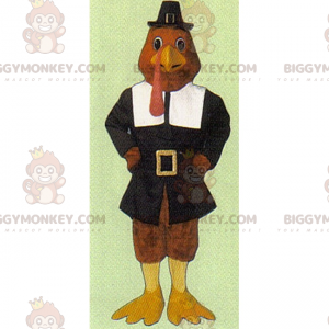 BIGGYMONKEY™ Maskottchenkostüm Truthahn im Thanksgiving-Outfit