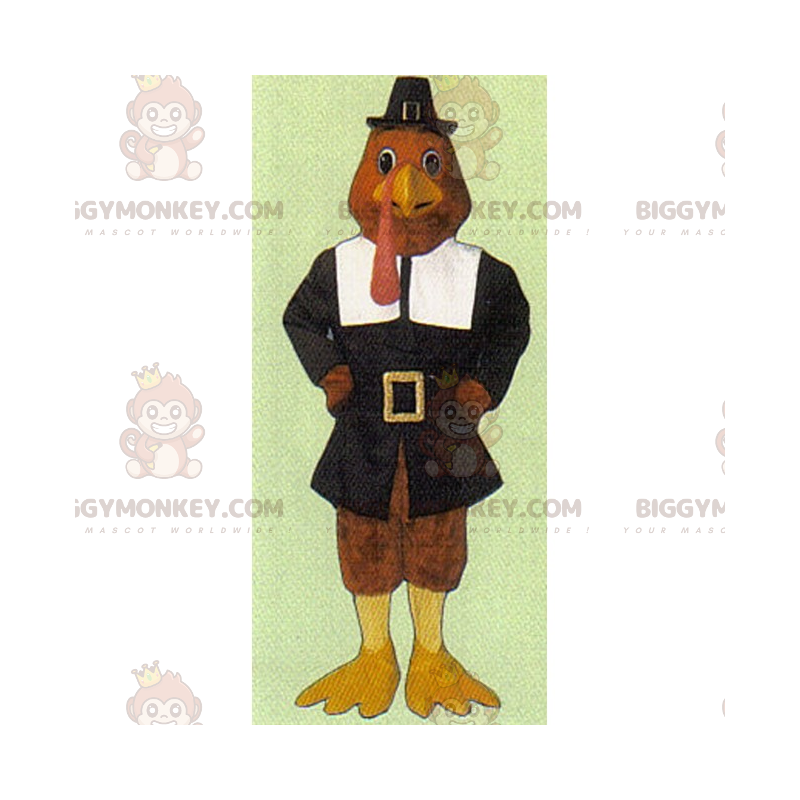 BIGGYMONKEY™ Mascot Costume Turkey In Thanksgiving Outfit -