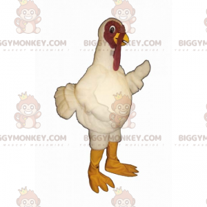 Disfraz de mascota BIGGYMONKEY™ de Turquía con plumaje blanco -
