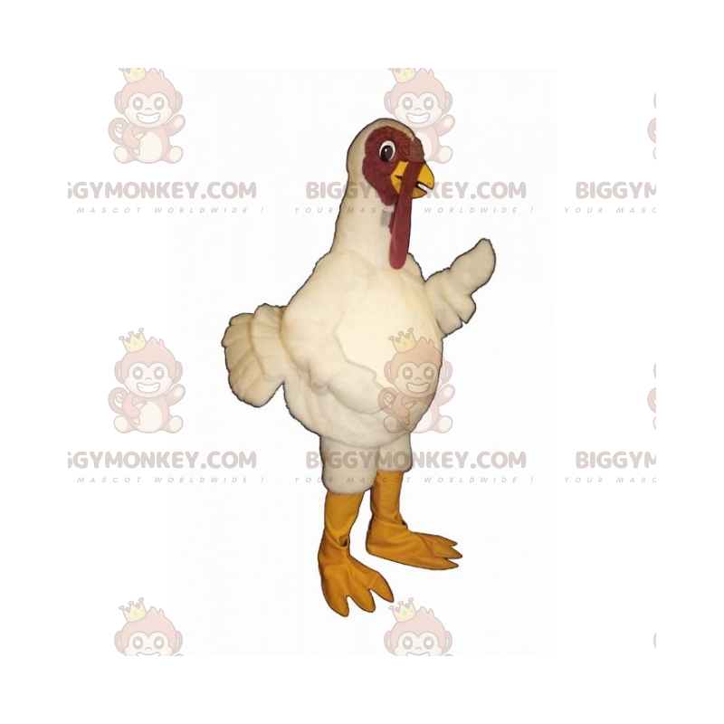 Costume da mascotte Turchia BIGGYMONKEY™ con piumaggio bianco -