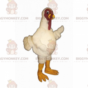 Costume da mascotte Turchia BIGGYMONKEY™ con piumaggio bianco -