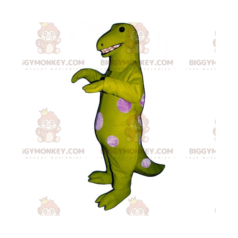 Costume de mascotte BIGGYMONKEY™ de dino vert a pois roses -