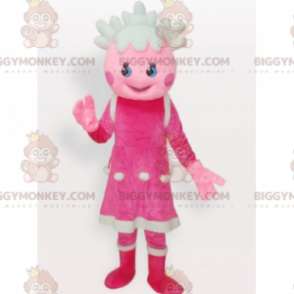 Pink and White Doll Girl BIGGYMONKEY™ Mascot Costume –