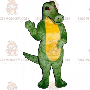 BIGGYMONKEY™ Mascottekostuum Geelbuikige dino met rode ogen -