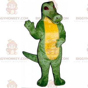 BIGGYMONKEY™ Maskottchenkostüm Gelbbäuchiger Dino mit roten