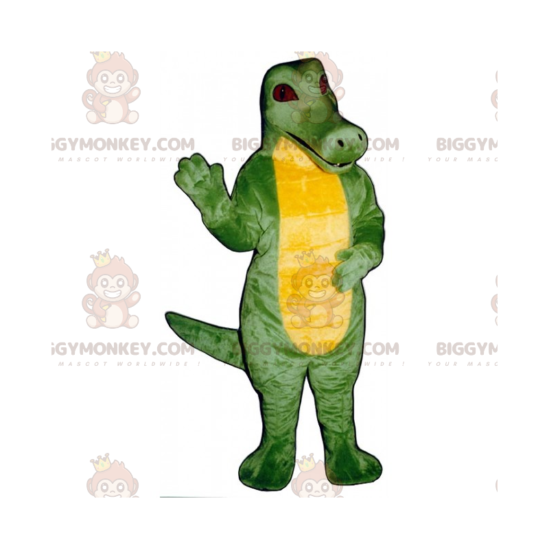 Kostium maskotki BIGGYMONKEY™ Żółty Bellied Dino z czerwonymi