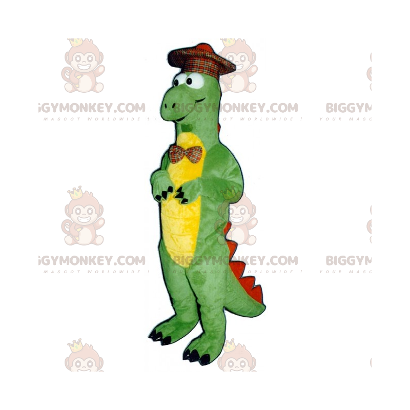 Dino BIGGYMONKEY™ Mascot Costume with Plaid Hat –
