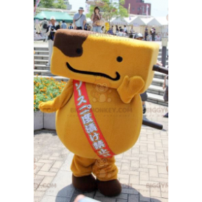 Traje de mascote de boneco de neve laranja e marrom muito