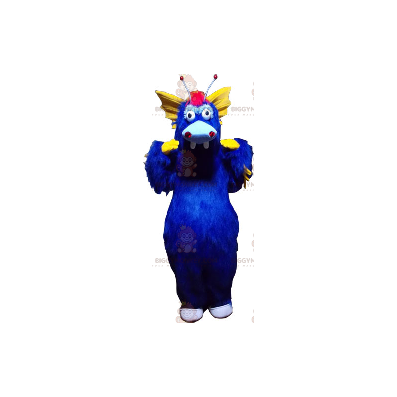 Blaues und gelbes Dino BIGGYMONKEY™ Maskottchenkostüm -