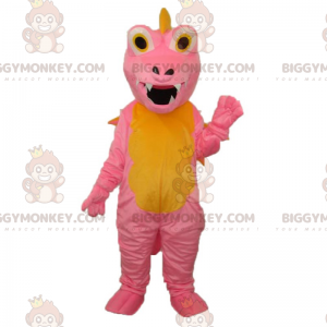 Vaaleanpunainen ja keltainen dino BIGGYMONKEY™ maskottiasu -