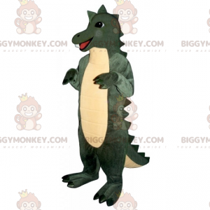 Lachende Dino BIGGYMONKEY™-mascottekostuum met schattig embleem