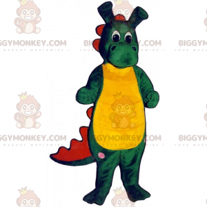 BIGGYMONKEY™ langøret grøn og gul dinosaurmaskotkostume -