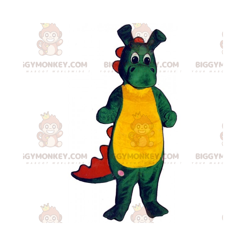 BIGGYMONKEY™ Mascottekostuum groene en gele dinosaurus met