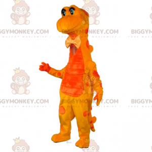 BIGGYMONKEY™ keltainen dinosauruksen maskottiasu rusetilla -