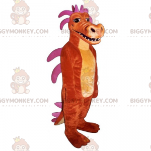 Dinosaurus BIGGYMONKEY™ mascottekostuum met roze spikes -