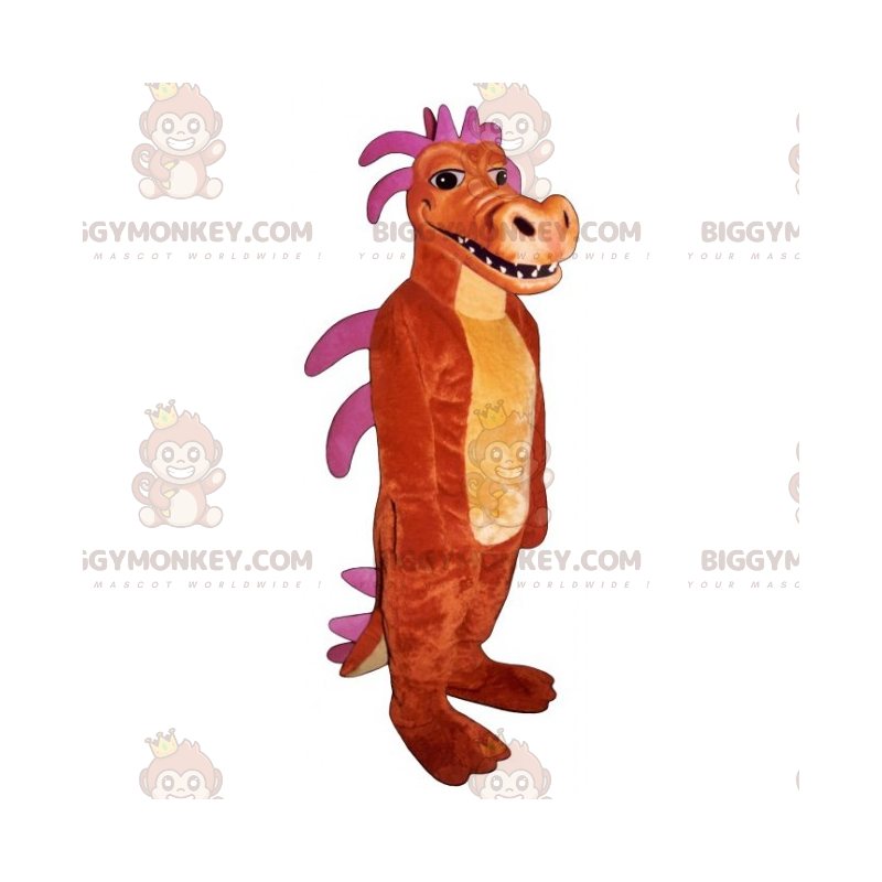 Dinosaur BIGGYMONKEY™ maskotdräkt med rosa spikar - BiggyMonkey