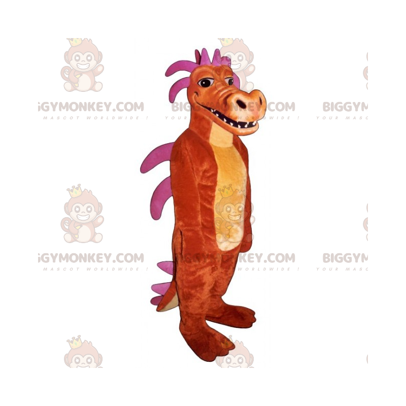 Traje de mascote Dinosaur BIGGYMONKEY™ com espinhos cor de rosa