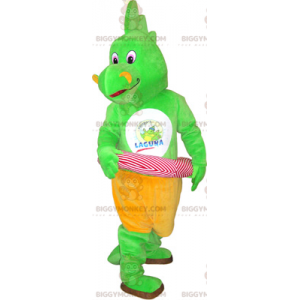 Costume de mascotte BIGGYMONKEY™ de dinosaure avec une bouée