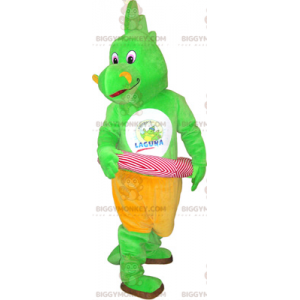 Dinosaur BIGGYMONKEY™ maskotdräkt med rosa boj - BiggyMonkey