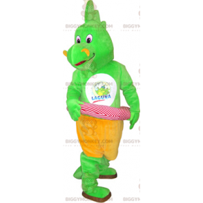 Costume da mascotte da dinosauro BIGGYMONKEY™ con boa rosa -