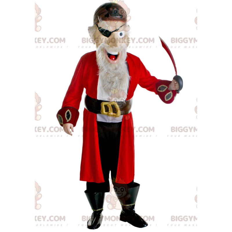 Γενειοφόρος πειρατής στολή μασκότ BIGGYMONKEY™ με κόκκινη