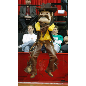 Mustachioed Cowboy BIGGYMONKEY™ Mascot Costume in Yellow and