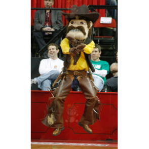 Cowboy BIGGYMONKEY™ maskotkostume med overskæg i gult og brunt