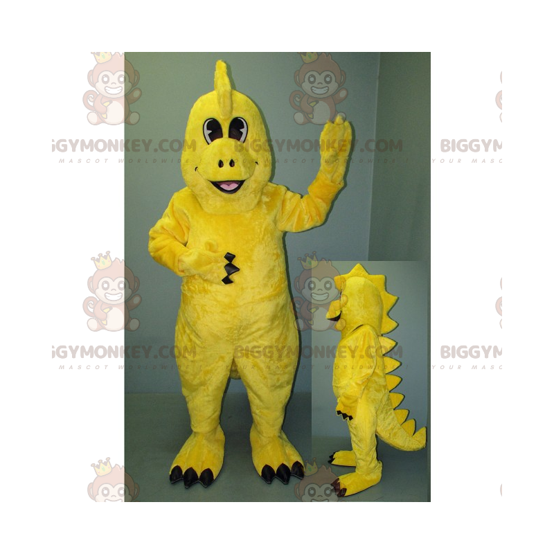Costume da mascotte BIGGYMONKEY™ dinosauro giallo sorridente -