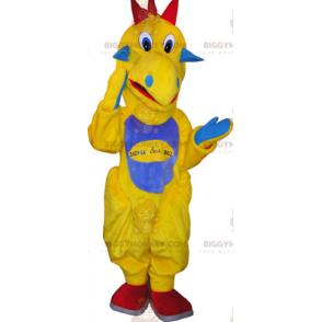 Costume de mascotte BIGGYMONKEY™ de dinosaure jaune avec un