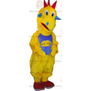 BIGGYMONKEY™ Mascot Costume Yellow Dinosaur with Blue Belly –