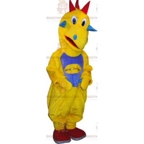 BIGGYMONKEY™ Μασκότ Κοστούμι Κίτρινο Δεινόσαυρο με μπλε κοιλιά