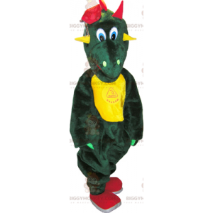 Fantasia de mascote BIGGYMONKEY™ Dinossauro Verde com Barriga