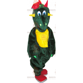 BIGGYMONKEY™ Mascot Costume Green Dinosaur with Yellow Belly –