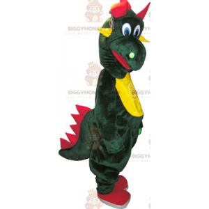 BIGGYMONKEY™ Costume da mascotte Dinosauro verde con pancia